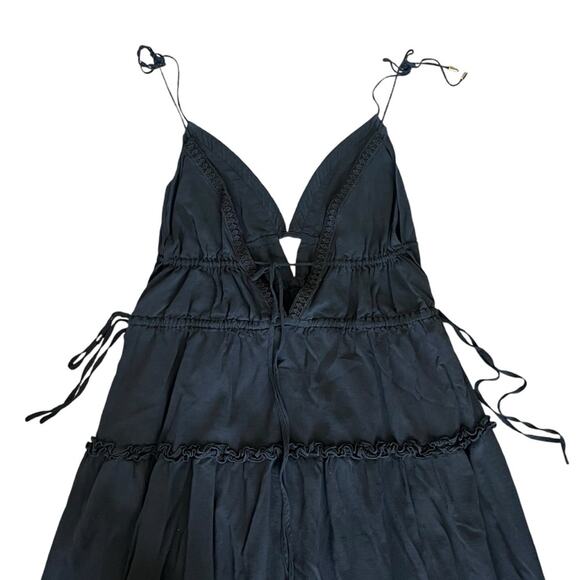 Karina Grimaldi Revolve Solana Cotton Tiered Sleeveless Solid Black Maxi Dress S - Picture 7 of 11